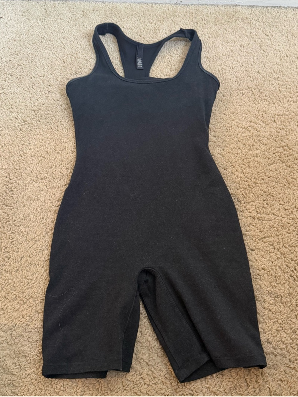 SKIMS Black Sleeveless Ribbed Jumpsuit Romper